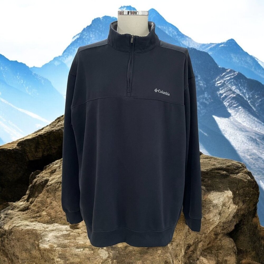 Columbia Navy Quarter Zip Fleece Pullover‎ XXL Outdoor Hiking Gorpcore Casual